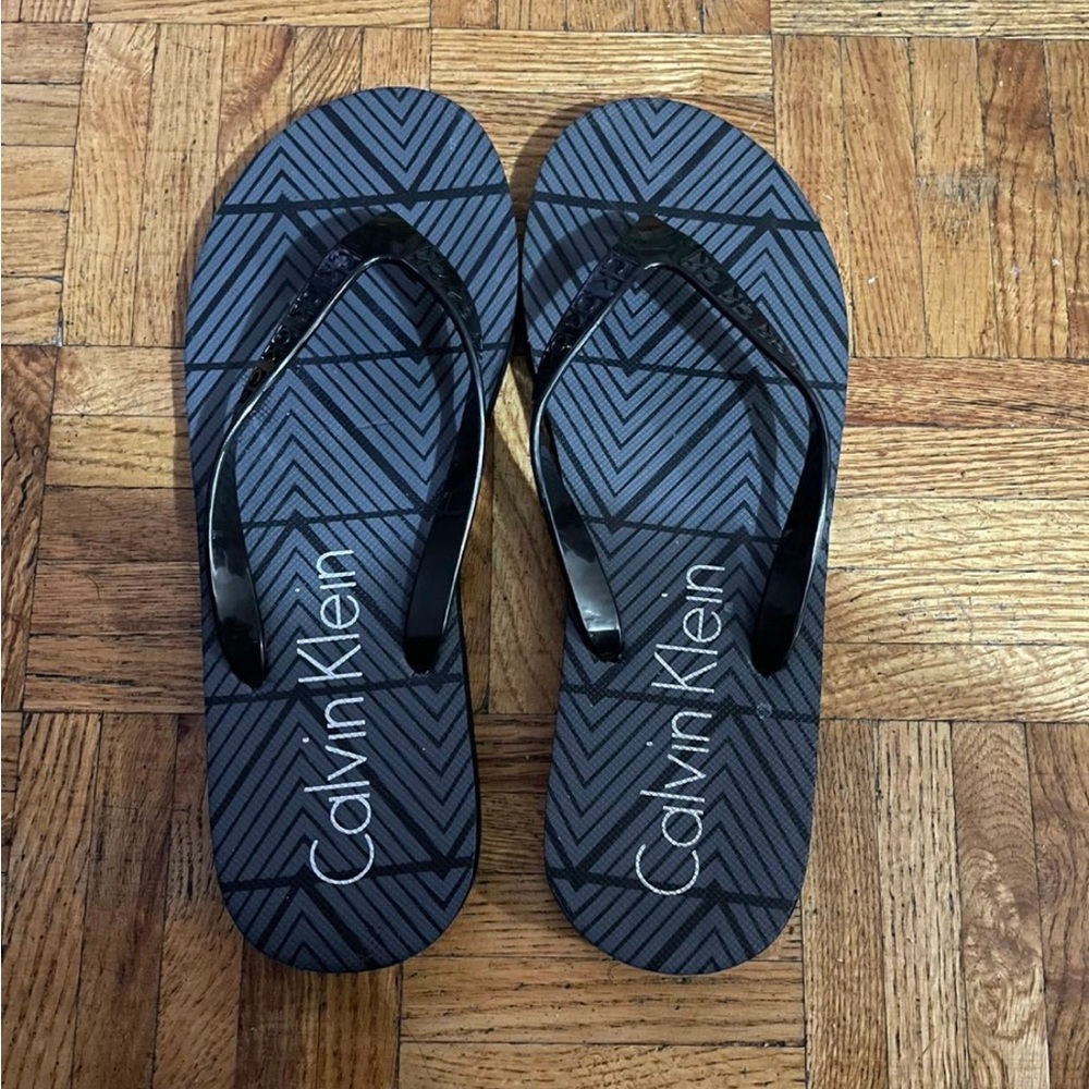 Calvin Klein Black and Gray Sandals